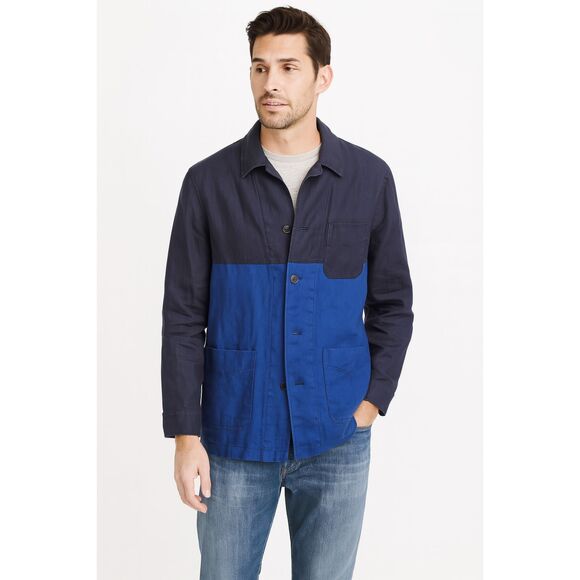 J.Crew Mens Linen Navy Blue Chore Work Shirt Jacket Size Small - Picture 1 of 5